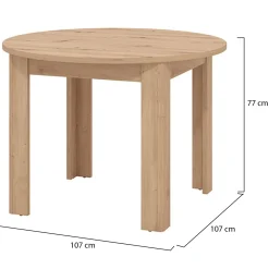 Tavolo Fisso Marrone Rovere Nodi 4 Posti Forma Rotondo 106.5x106.5x76.5h cm, Materiale Piano in Legno Nobilitato - Gorlago