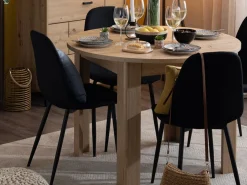 Tavolo Fisso Marrone Rovere Nodi 4 Posti Forma Rotondo 106.5x106.5x76.5h cm, Materiale Piano in Legno Nobilitato - Gorlago
