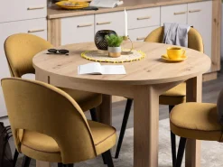 Tavolo Fisso Marrone Rovere Nodi 4 Posti Forma Rotondo 106.5x106.5x76.5h cm, Materiale Piano in Legno Nobilitato - Gorlago