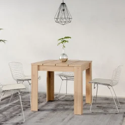 Tavoli Fissi > Dmora Tavolo Fisso Marrone Rovere Nodi Bianco 4 Posti Ripiano Effetto Dogato 80x80x76h cm, Forma Quadrato - Trosa Bianco, Marrone Rovere Nodi