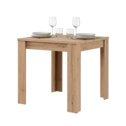 Tavoli Fissi > Dmora Tavolo Fisso Marrone Rovere Nodi Bianco 4 Posti Ripiano Effetto Dogato 80x80x76h cm, Forma Quadrato - Trosa Bianco, Marrone Rovere Nodi