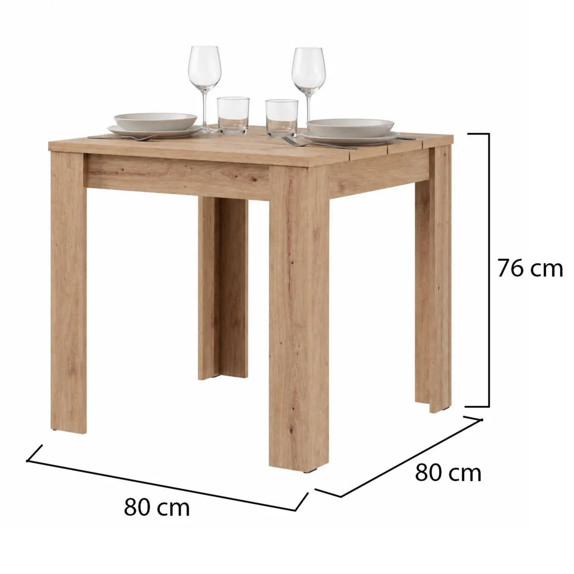 Tavolo Fisso Marrone Rovere Nodi 6 Posti Ripiano Effetto Dogato 80x80x76h cm, Forma Quadrato - Trosa
