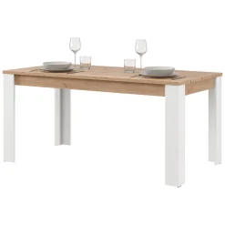 Tavoli Fissi > Dmora Tavolo Fisso Marrone Rovere Nodi Bianco Opaco 8 Posti Forma Rettangolare 160x80x77h cm, Sfumatura Colore Struttura Rovere Nodi - Senn Bianco Opaco, Marrone Rovere Nodi