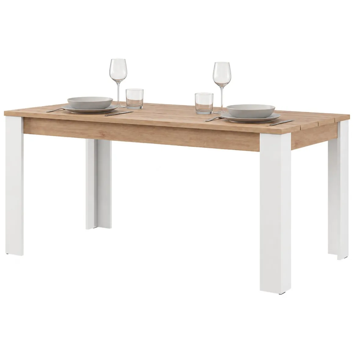 Tavoli Fissi > Dmora Tavolo Fisso Marrone Rovere Nodi Bianco Opaco 8 Posti Forma Rettangolare 160x80x77h cm, Sfumatura Colore Struttura Rovere Nodi - Senn Bianco Opaco, Marrone Rovere Nodi