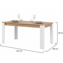 Tavoli Fissi > Dmora Tavolo Fisso Marrone Rovere Nodi Bianco Opaco 8 Posti Forma Rettangolare 160x80x77h cm, Sfumatura Colore Struttura Rovere Nodi - Senn Bianco Opaco, Marrone Rovere Nodi