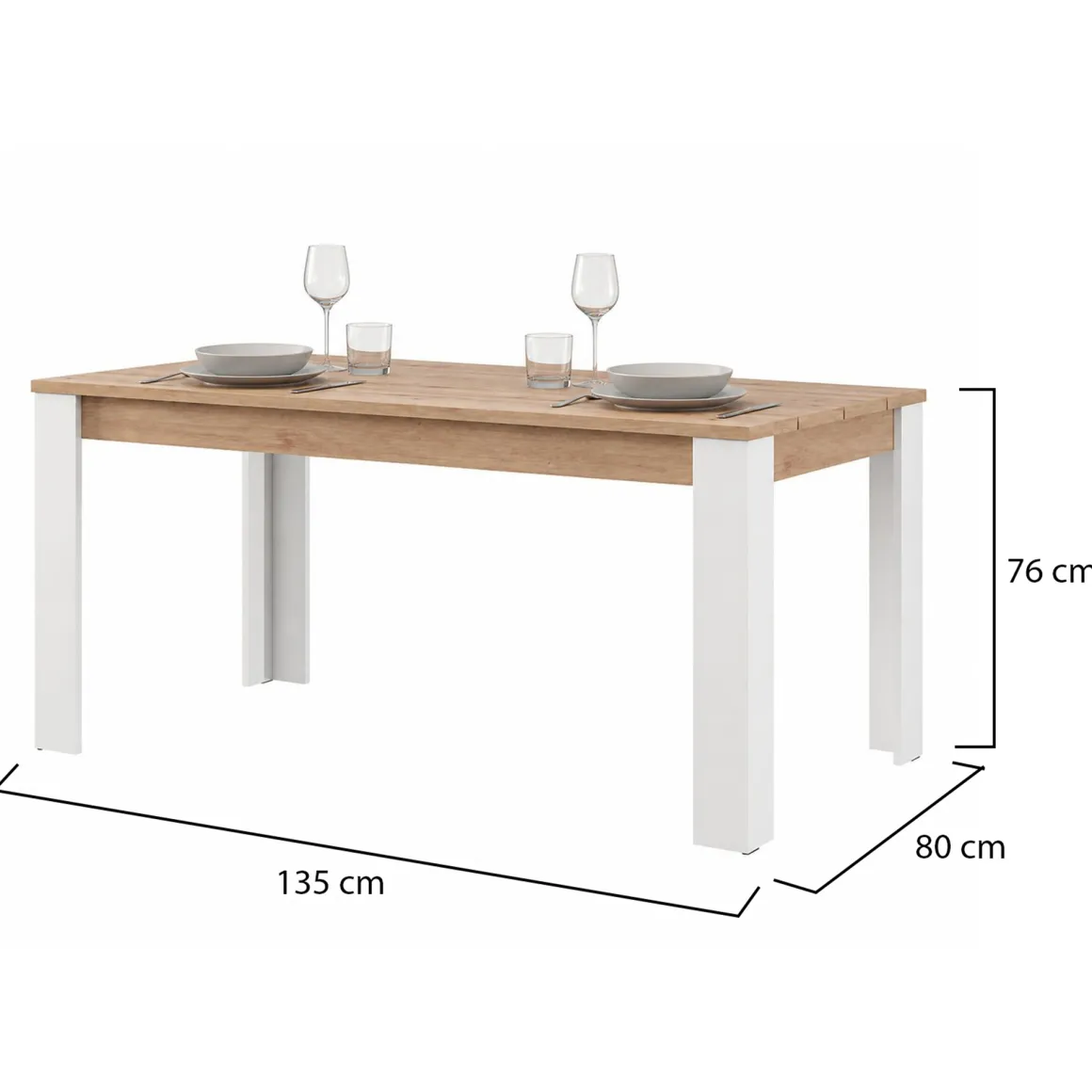 Tavoli Fissi > Dmora Tavolo Fisso Marrone Rovere Nodi Bianco Opaco 8 Posti Forma Rettangolare 160x80x77h cm, Sfumatura Colore Struttura Rovere Nodi - Senn Bianco Opaco, Marrone Rovere Nodi