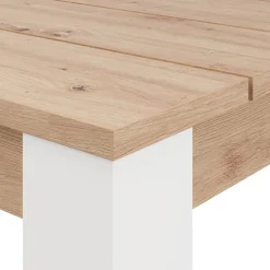 Tavoli Fissi > Dmora Tavolo Fisso Marrone Rovere Nodi Bianco Opaco 8 Posti Forma Rettangolare 160x80x77h cm, Sfumatura Colore Struttura Rovere Nodi - Senn Bianco Opaco, Marrone Rovere Nodi