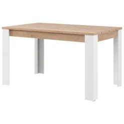 Tavoli Fissi > Dmora Tavolo Fisso Marrone Rovere Nodi Bianco Opaco 8 Posti Forma Rettangolare 160x80x77h cm, Sfumatura Colore Struttura Rovere Nodi - Senn Bianco Opaco, Marrone Rovere Nodi
