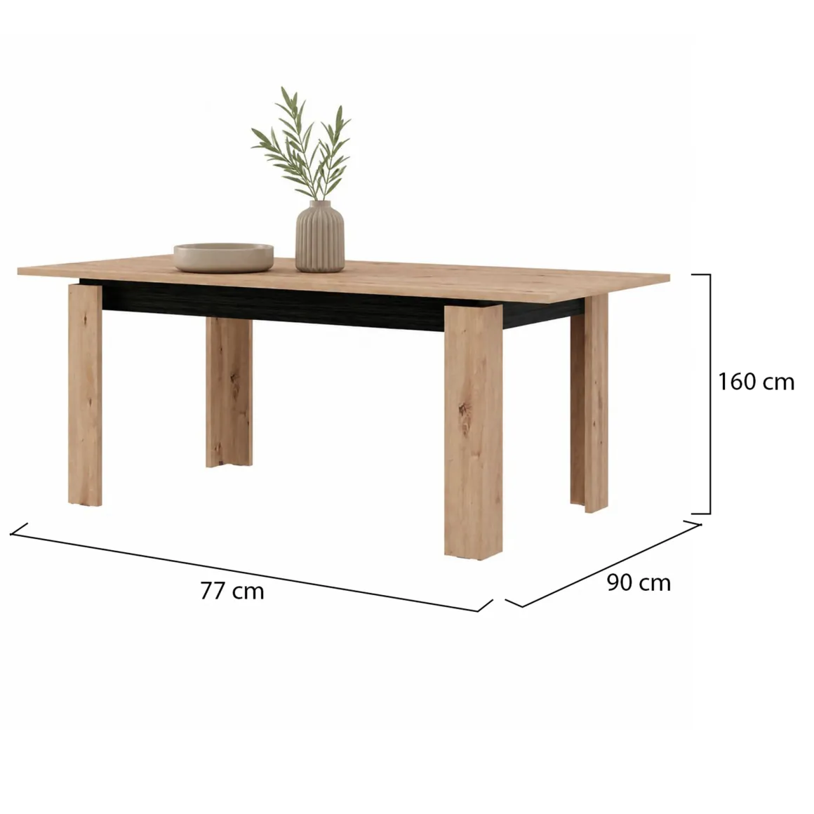 Tavolo Fisso Marrone Rovere Nodi Nero 8 Posti Forma Rettangolare 160x90x77h cm, Sfumatura Colore Struttura Rovere Nodi - Ulass