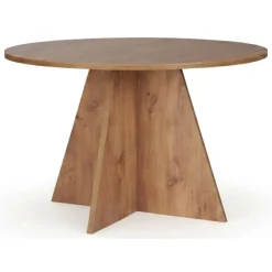 Tavolo Fisso Marrone Rovere 4 Posti Forma Rotondo 120x120x75h cm, Peso Supportato 60 kg - Racale