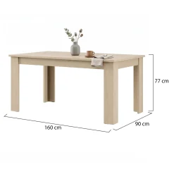 Tavolo Fisso Marrone Rovere 8 Posti Forma Rettangolare 160x90x77h cm, Sfumatura Colore Struttura Rovere - Rifred