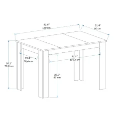 Tavoli Fissi > Dmora Tavolo Fisso Nero Marrone Rovere Nodi 6 Posti Forma Rettangolare 160x80x77h cm, Peso Supportato 120 kg - Veleso Marrone, Nero Rovere Nodi