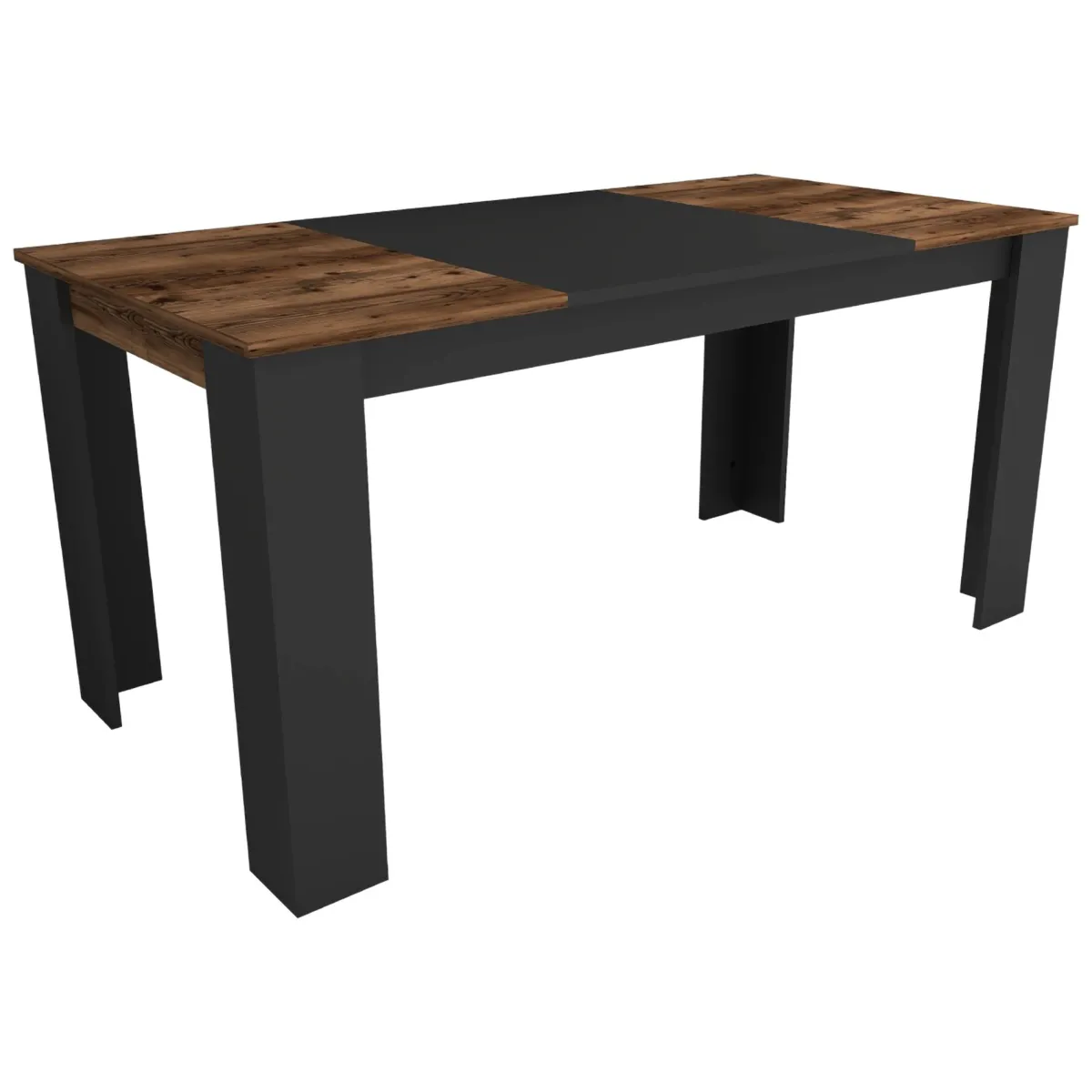 Tavoli Fissi > Dmora Tavolo Fisso Nero Marrone Rovere Nodi 6 Posti Forma Rettangolare 160x80x77h cm, Peso Supportato 120 kg - Veleso Marrone, Nero Rovere Nodi