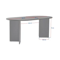 Tavolo Fisso Nero 6 Posti Forma Ovale 180x89.5x75h cm, Peso Supportato 70 kg - Monterano