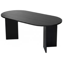 Tavolo Fisso Nero 6 Posti Forma Ovale 180x89.5x75h cm, Peso Supportato 70 kg - Monterano