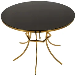 Tavoli Fissi > Dmora Tavolo Fisso Trasparente oro 2 Posti Struttura Intrecciata 70x70x103h cm, Forma Rotondo - Fakari Oro, Trasparente