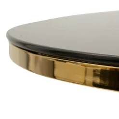 Tavoli Fissi > Dmora Tavolo Fisso Trasparente oro 2 Posti Struttura Intrecciata 70x70x103h cm, Forma Rotondo - Fakari Oro, Trasparente