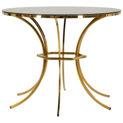 Tavoli Fissi > Dmora Tavolo Fisso Trasparente oro 2 Posti Struttura Intrecciata 70x70x103h cm, Forma Rotondo - Fakari Oro, Trasparente