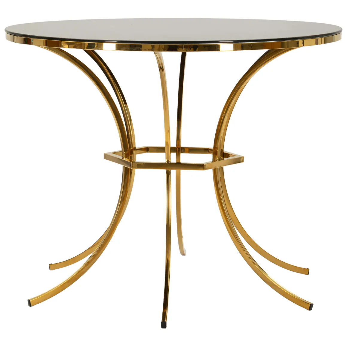 Tavoli Fissi > Dmora Tavolo Fisso Trasparente oro 2 Posti Struttura Intrecciata 70x70x103h cm, Forma Rotondo - Fakari Oro, Trasparente