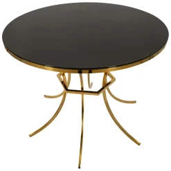 Tavoli Fissi > Dmora Tavolo Fisso Trasparente oro 2 Posti Struttura Intrecciata 70x70x103h cm, Forma Rotondo - Fakari Oro, Trasparente
