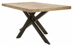 Tavoli Fissi > Dmora Tavolo gambe intrecciate rettangolare 9 posti marrone e nero 180x90cm - Deller Nero, Marrone