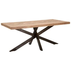 Tavoli Fissi > Dmora Tavolo gambe intrecciate rettangolare 9 posti marrone e nero 180x90cm - Deller Nero, Marrone