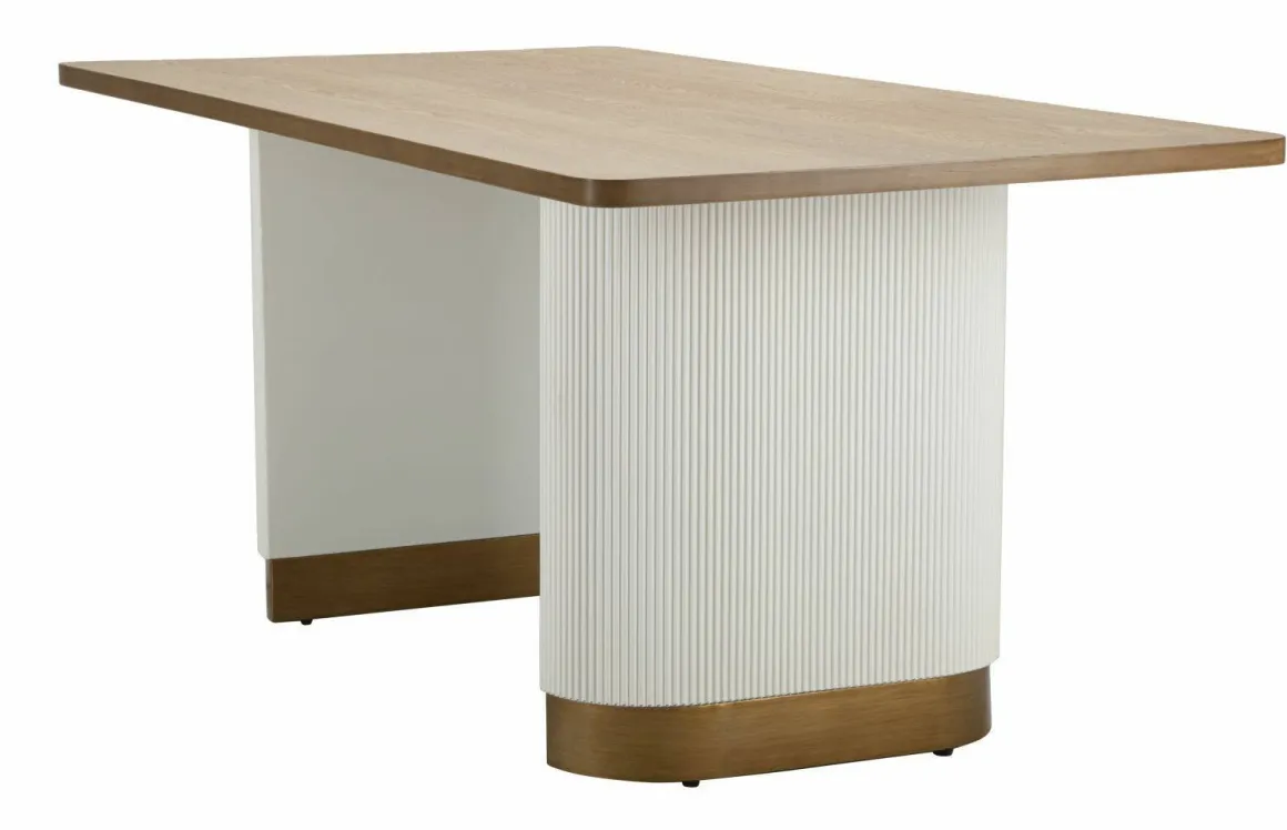 Tavolo grande rettangolare 10 posti bianco e marrone 180x90cm - Brian