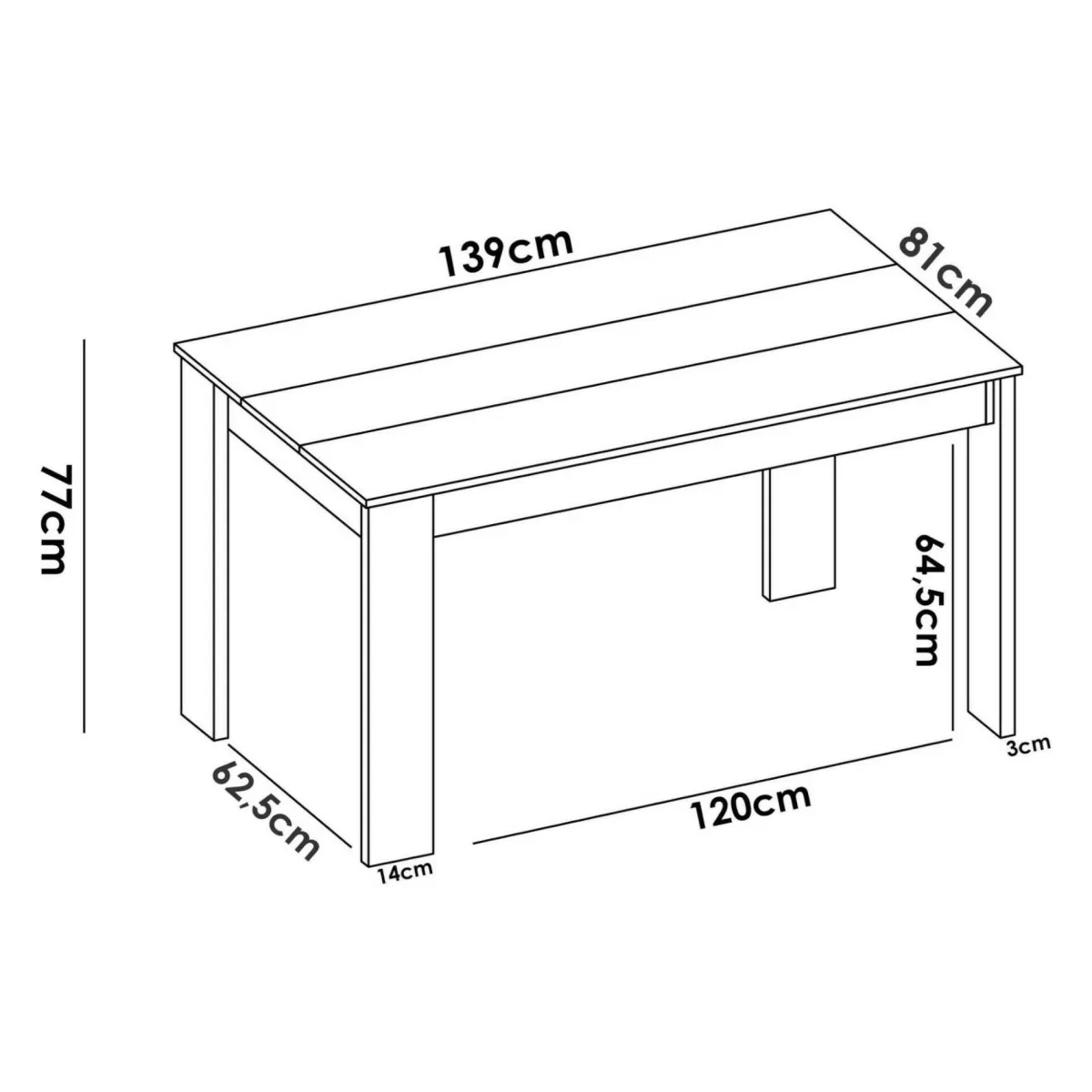 Tavoli Fissi|Cucina > Dmora Tavolo legno rettangolare 6 posti 138x81cm - Alois Marrone Rovere Nodi