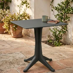 Tavoli Da Esterno|Outdoor > Dmora Tavolo per terrazzo 6 posti 70x70cm antracite - Agostini Nero Antracite