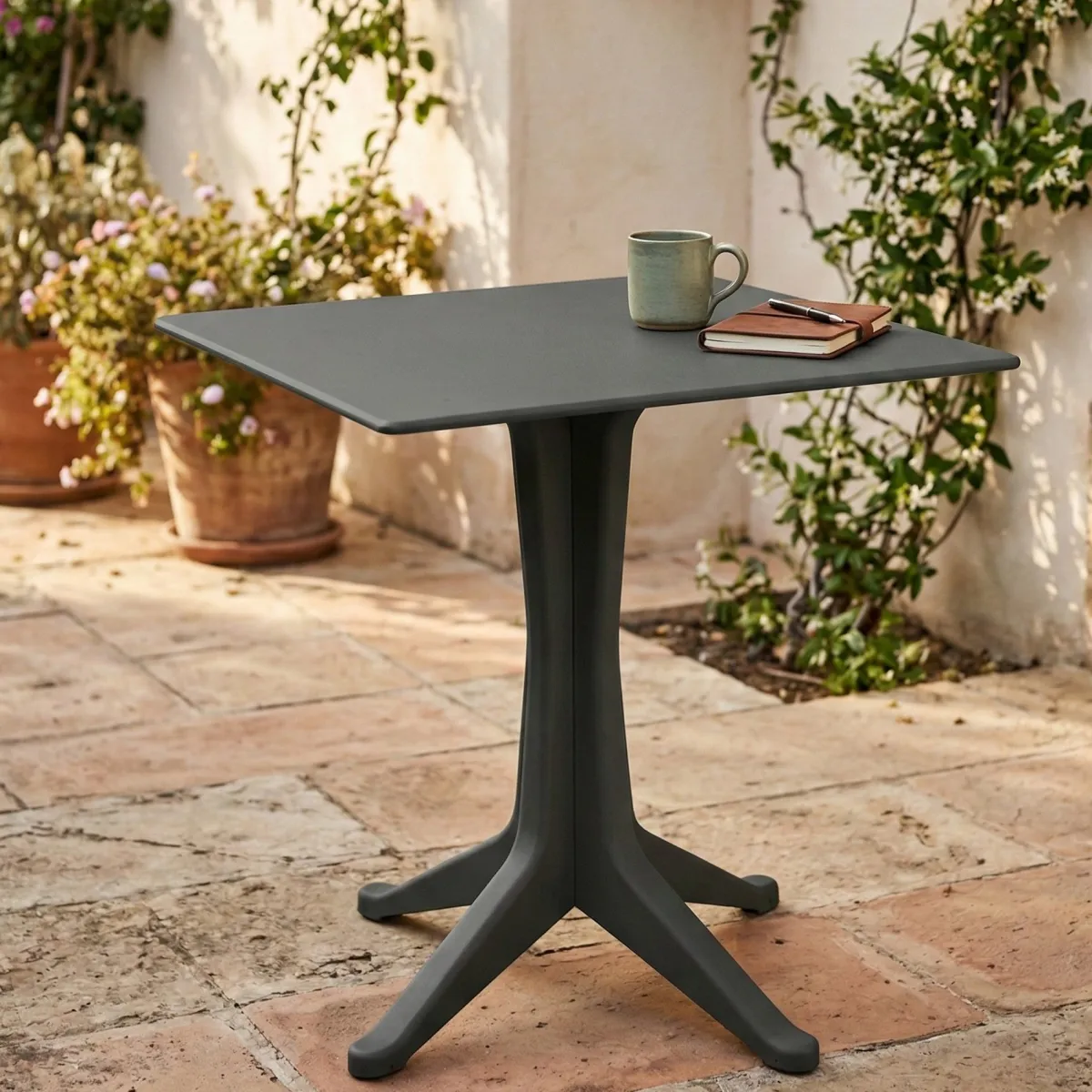 Tavoli Da Esterno|Outdoor > Dmora Tavolo per terrazzo 6 posti 70x70cm antracite - Agostini Nero Antracite