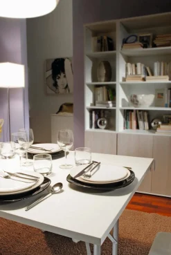 Tavoli Da Esterno|Outdoor > Dmora Tavolo pieghevole 6 posti in metallo e legno 125x75cm bianco - Aliena Grigio, Bianco