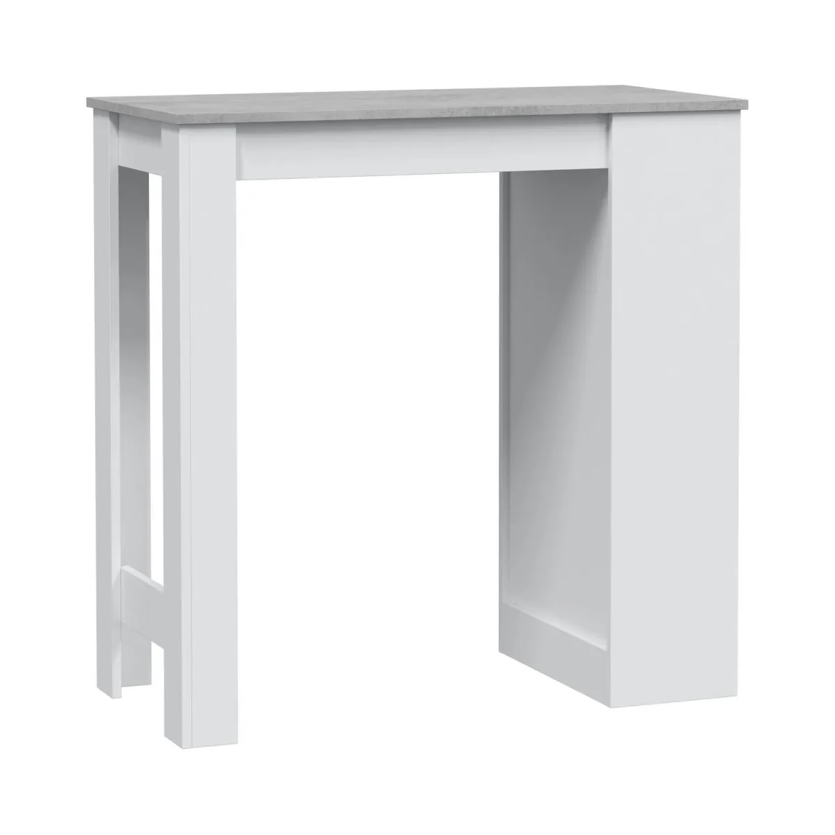 Cucina|Salotto > Dmora Tavolo rettangolare con scaffale 6 posti bianco e cemento 130x50cm - Andreoli Grigio, Bianco Cemento