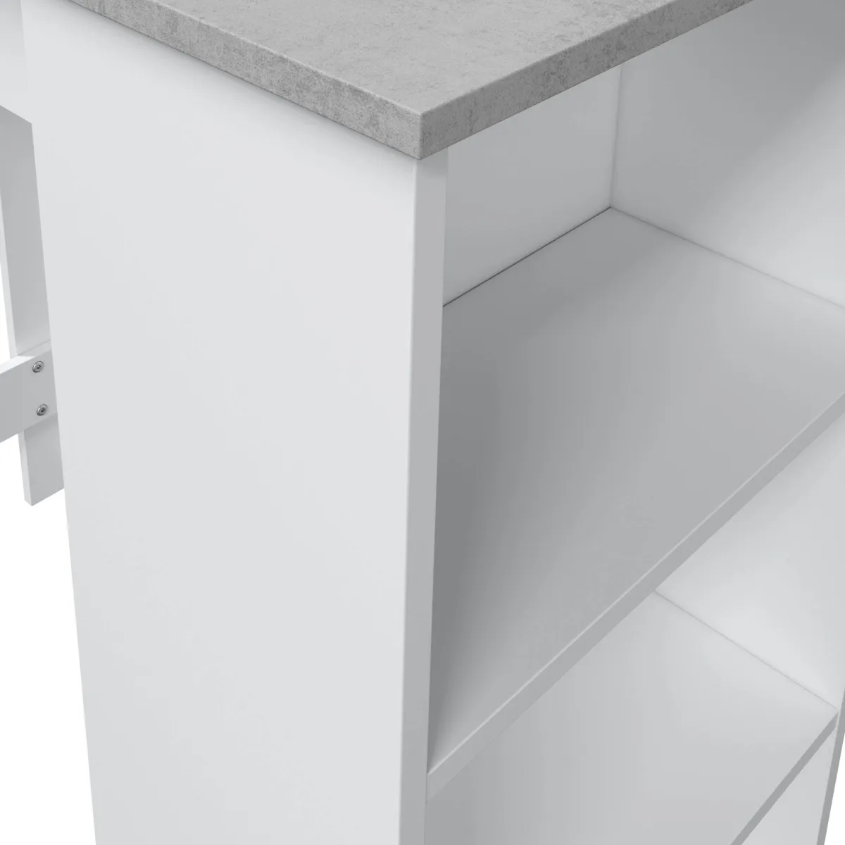 Cucina|Salotto > Dmora Tavolo rettangolare con scaffale 6 posti bianco e cemento 130x50cm - Andreoli Grigio, Bianco Cemento