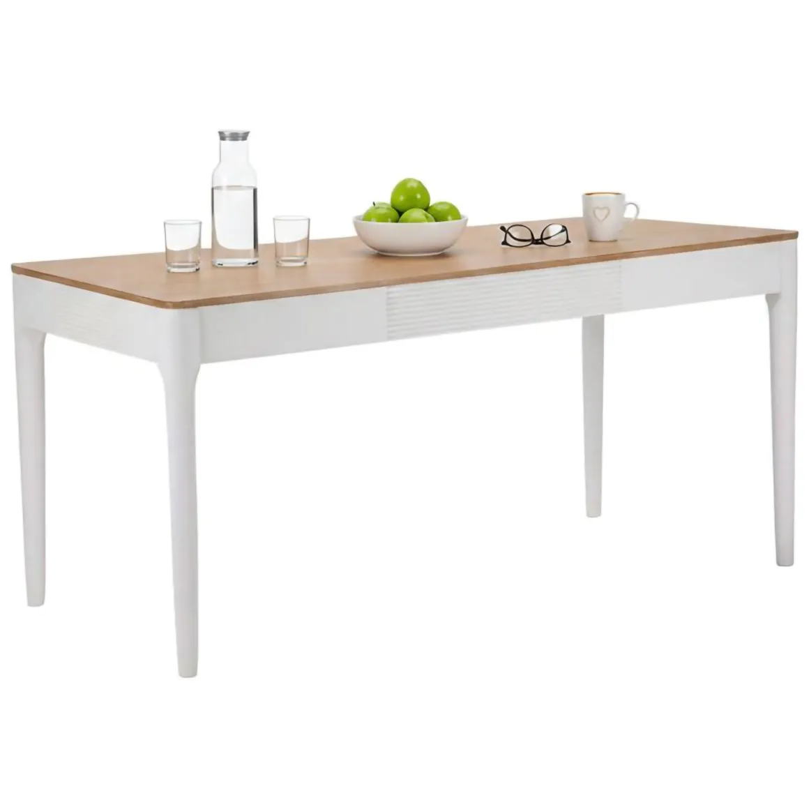 Tavolo rettangolare 8 posti bianco e marrone 180x60cm - Dindga