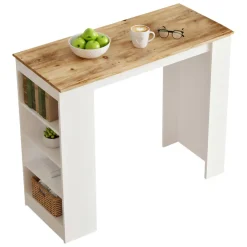 Tavolo rettangolare 2 posti con scaffale quercia e bianco 120x51cm - Pontebba