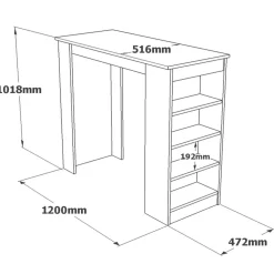 Tavoli Fissi|Cucina > Dmora Tavolo rettangolare 5 posti con scaffale noce e bianco 120x53cm - Areneio Bianco, Marrone Noce