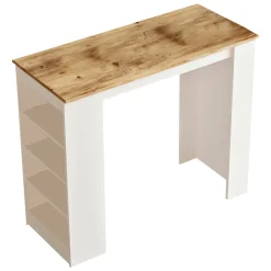 Tavoli Fissi|Cucina > Dmora Tavolo rettangolare 5 posti con scaffale noce e bianco 120x53cm - Areneio Bianco, Marrone Noce