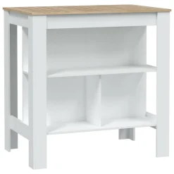 Tavolo scaffale rettangolare 6 posti bianco e rovere 103x67cm - Barzano