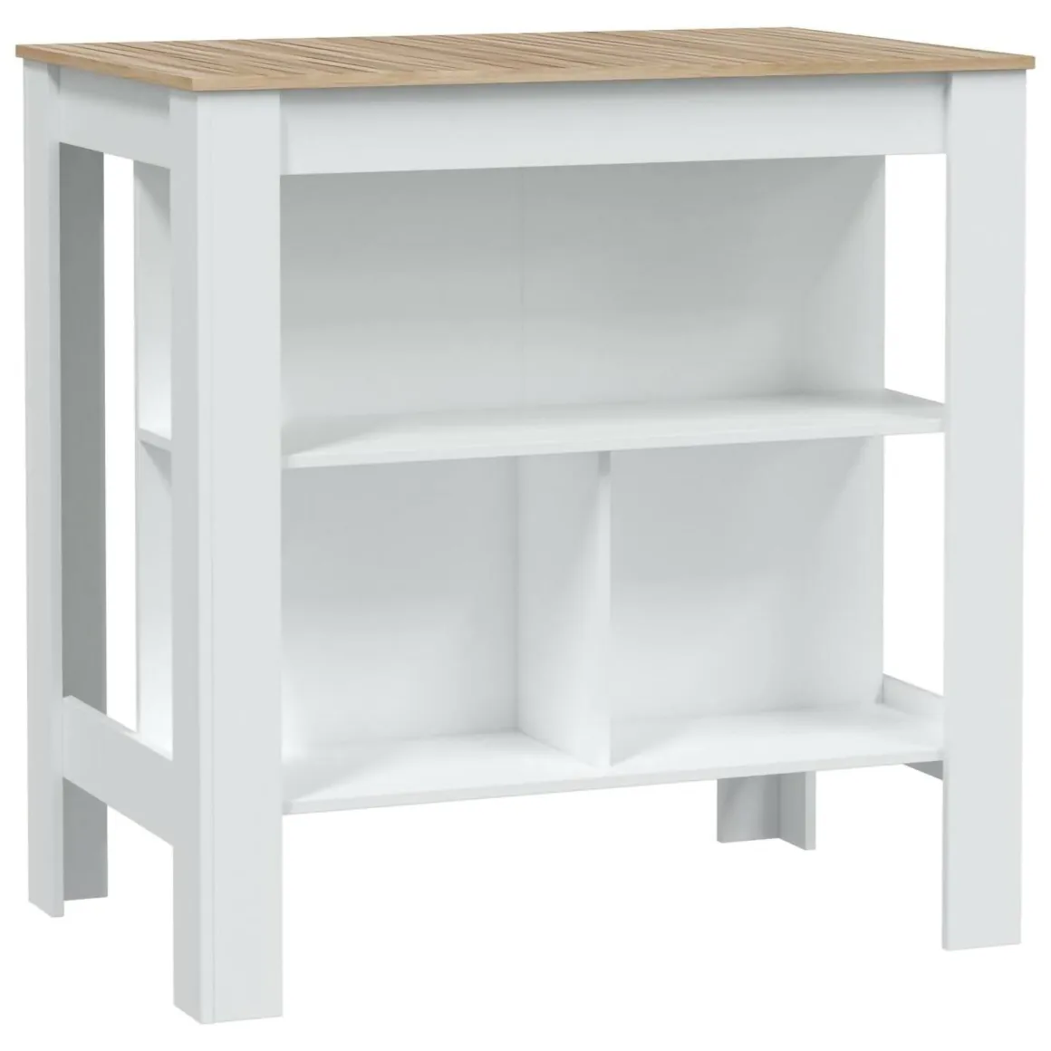 Tavolo scaffale rettangolare 6 posti bianco e rovere 103x67cm - Barzano
