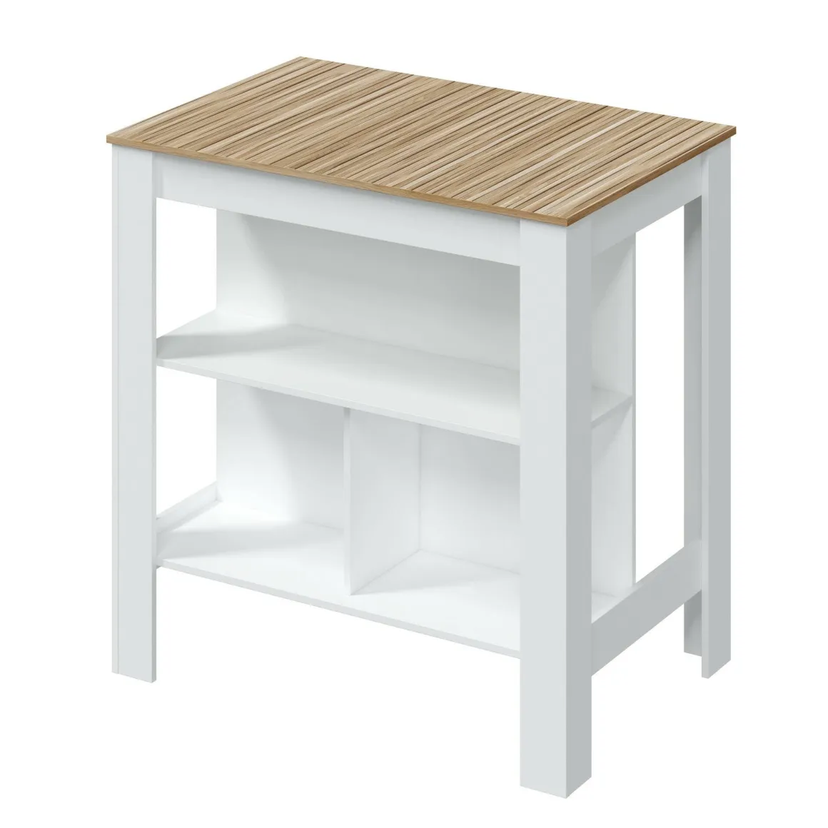 Tavolo scaffale rettangolare 6 posti bianco e rovere 103x67cm - Barzano