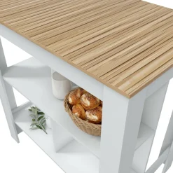 Tavolo scaffale rettangolare 6 posti bianco e rovere 103x67cm - Barzano