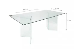 Tavoli Fissi|Cucina > Dmora Tavolo vetro rettangolare 10 posti 180x90cm - Armir Trasparente