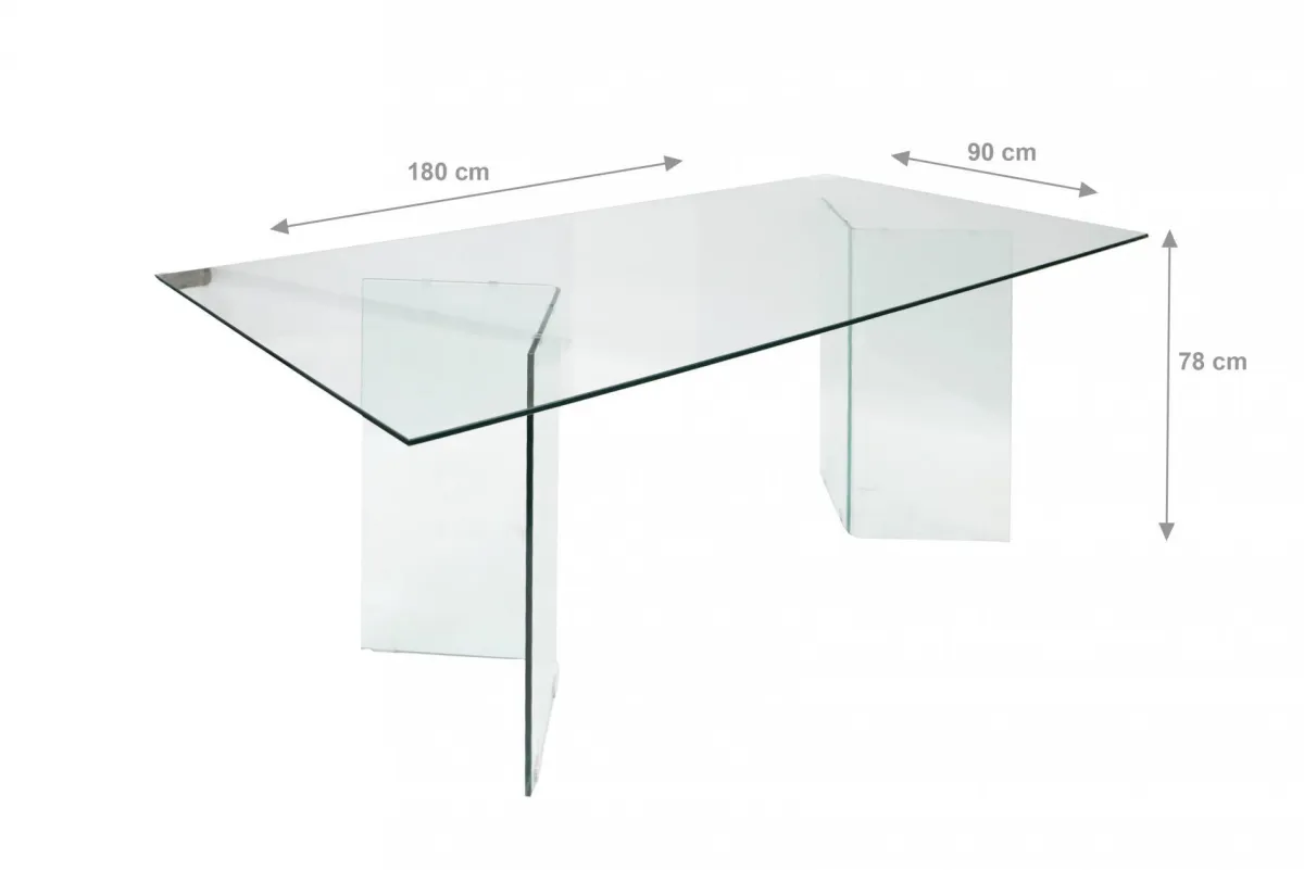 Tavoli Fissi|Cucina > Dmora Tavolo vetro rettangolare 10 posti 180x90cm - Armir Trasparente