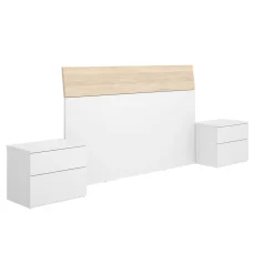 Testiera letto Acros, 161x4h100 cm, Bianco e Rovere