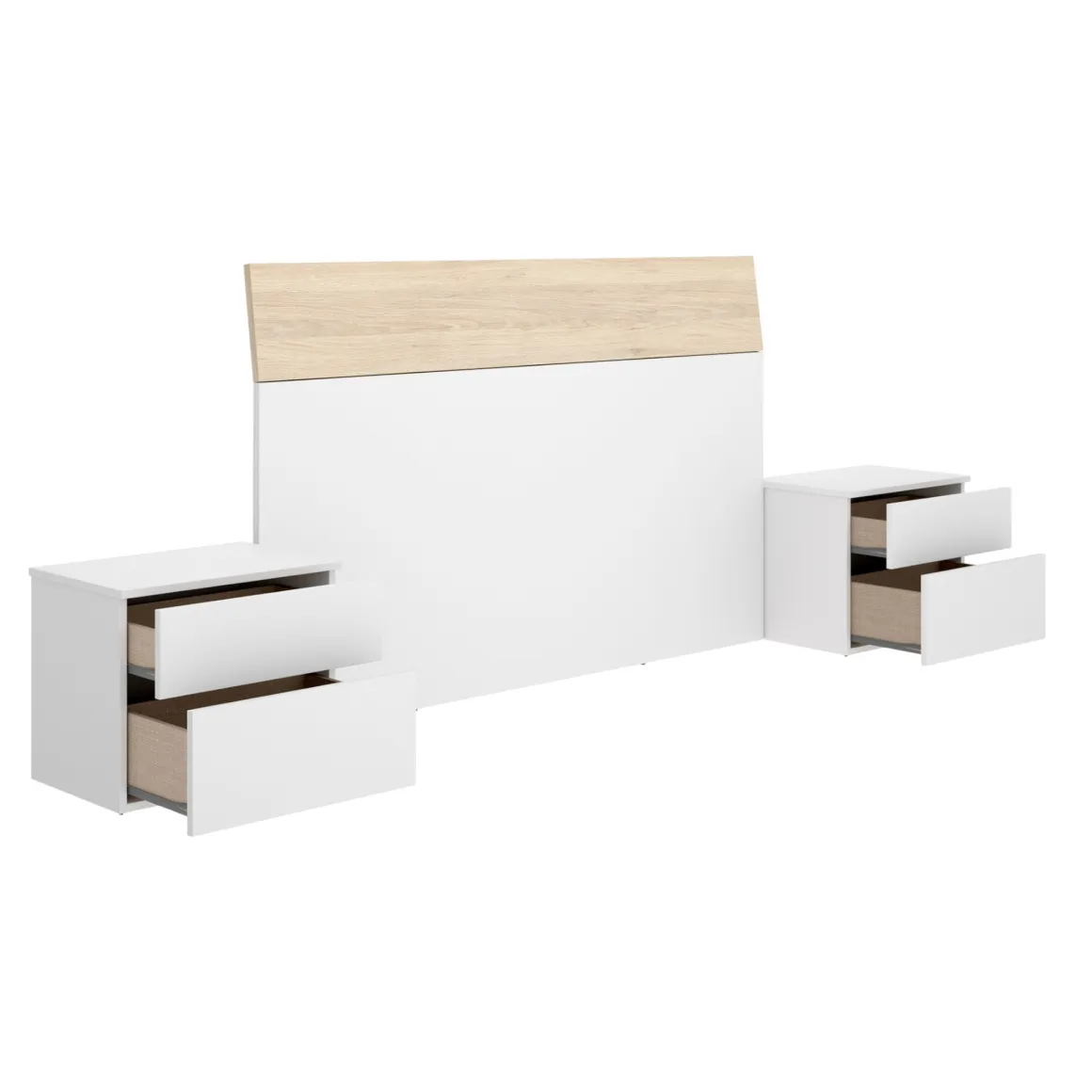 Testiera letto Acros, 161x4h100 cm, Bianco e Rovere