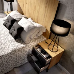 Camera Da Letto > Dmora Testiera letto Alaca, 244x37h127 cm, Rovere e Antracite Nero, Nero Antracite