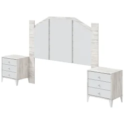 Testiere > Dmora Testiera Letto Bianco Bianco Anticato 248x33 cm, Colore Struttura Bianco - Genzone Bianco Anticato, Bianco