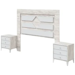 Testiera Letto Bianco Bianco Anticato 248x33 cm, Colore Struttura Bianco - Manduria