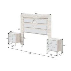 Testiera Letto Bianco Bianco Anticato 248x33 cm, Colore Struttura Bianco - Manduria