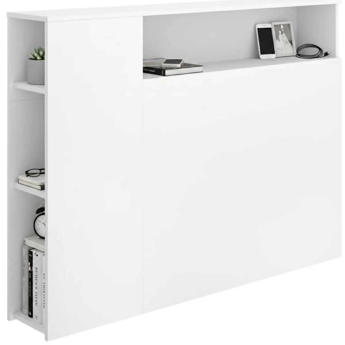 Testiere > Dmora Testiera Letto con Vani Libreria Singolo 23x127 cm - Lander Bianco